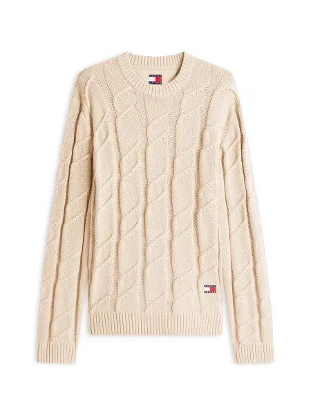 Tommy Jeans Pulover bej / bleumarin / roșu alb