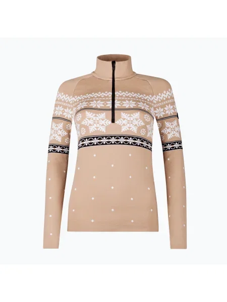 Tricou termic pentru femei Newland Isalind Half Zip biscuit/alb alb