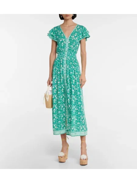 Rochie midi Poupette St Barth cu model floral până la genunchi de costum