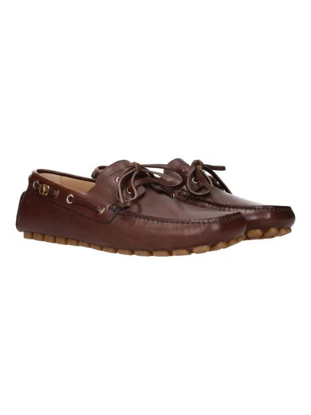 Lniane półbuty Valentino Garavani retro brązowe