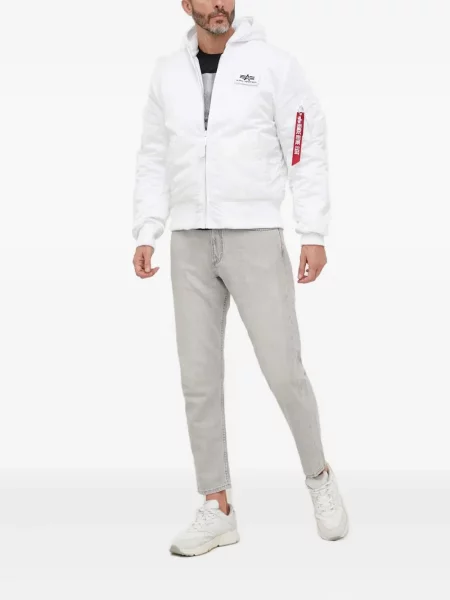 Geacă bomber Alpha Industries cu glugă alb