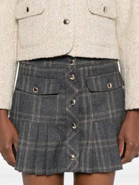 Fusta plisata Maje în carouri plisată gri