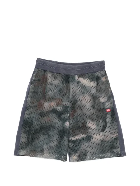 Pantaloni scurți Diesel plasă cu model camuflaj albastru
