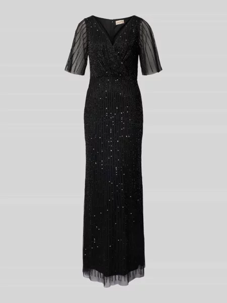 Sukienka wieczorowa z dekoltem w serek Lace & Beads czarna