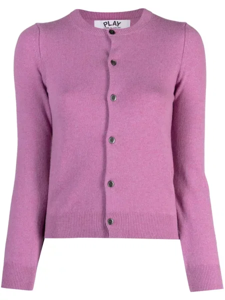 Cardigan Comme Des Garcons Play de lână cu motiv cu inimi violet