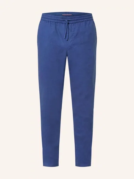 Tommy Hilfiger Lněné Kalhoty Harlem Regular Tapered Fit modrá