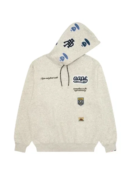 Hanorac cu glugă Aape By A Bathing Ape cu autograf cu cordon gri