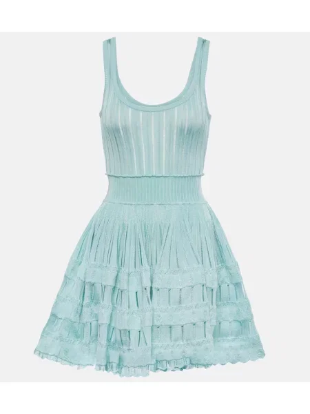Dzianinowa sukienka Alaïa elegancka niebieska