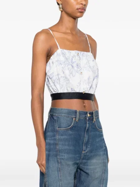 Decupat top Maje cu model floral cu imagine alb
