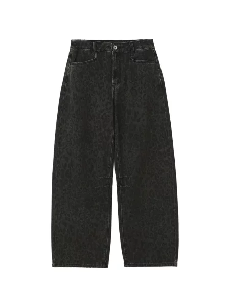 Blugi cu picior larg Tout A Coup cu imagine cu model leopard gri
