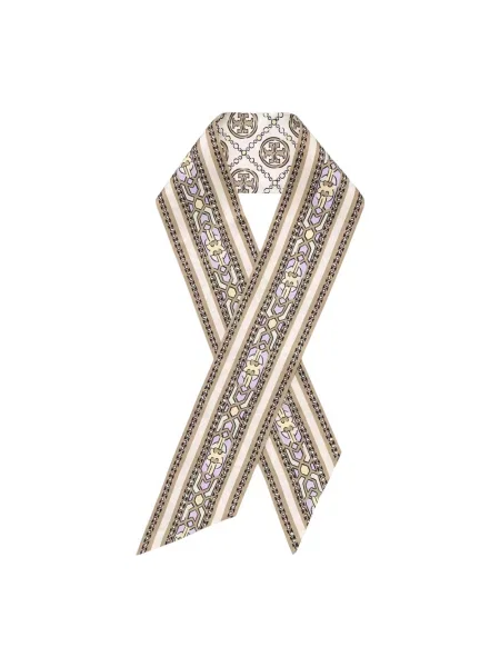 Tory Burch apaszka jedwabna beżowa