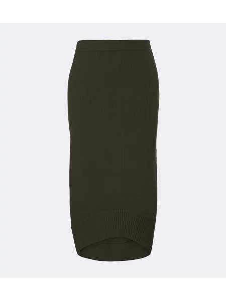 Fustă midi Victoria Beckham de lână verde