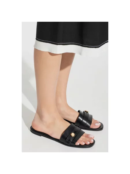 Klapki Tory Burch skórzane czarne