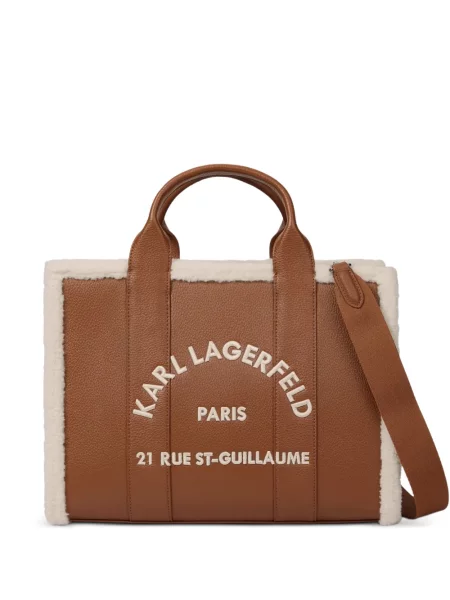 Geantă shopper Karl Lagerfeld din piele de oaie maro
