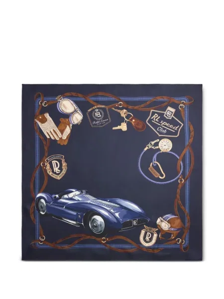 Fular Ralph Lauren Purple Label de mătase cu imagine albastru