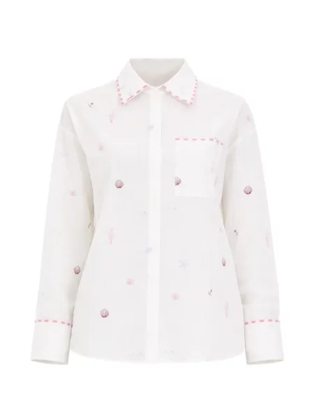 Haftowana kołnierzykowy koszula Pennyblack biała