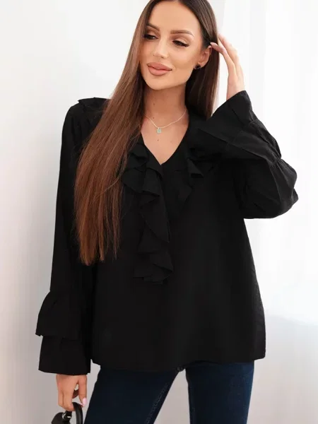 Bluză Kesi Włoski cu mâneci lungi lungă negru