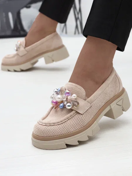 Prolamované mokasíny Resti béžové