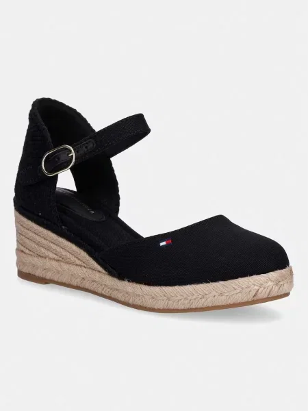 Espadrile Tommy Hilfiger Mid Wedge Espad Closed Toe črna