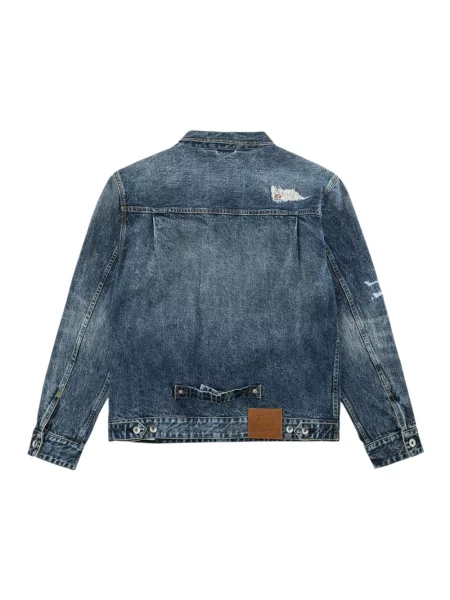 Kurtka jeansowa Evisu z naszywanymi kieszeniami niebieska