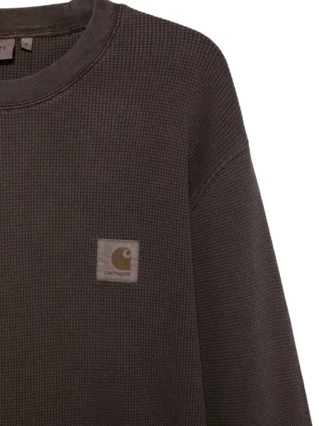 Πλεκτή μπλούζα Carhartt Wip με αυτόγραφο καφέ