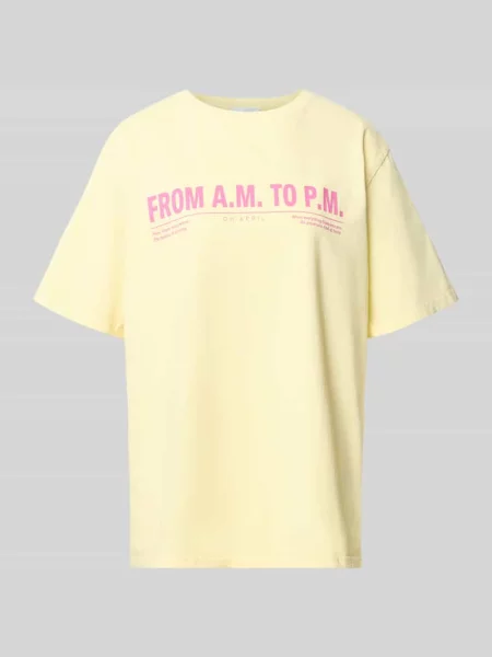 T-shirt z okrągłym dekoltem model AM to PM' Oh April żółta