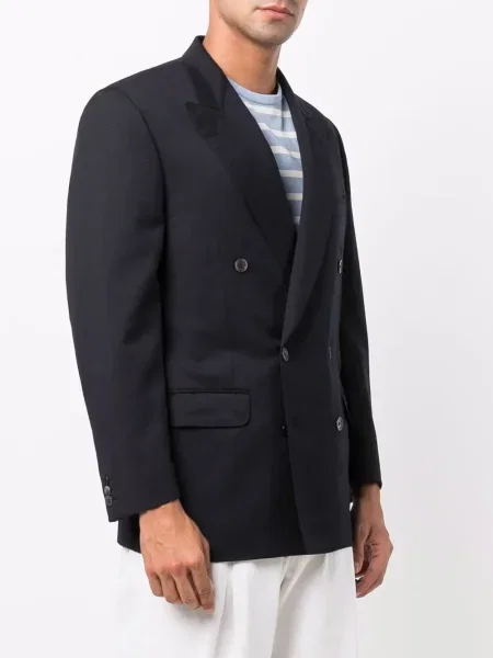Vlněné dvouřadé sako Pierre Cardin Pre-owned modré