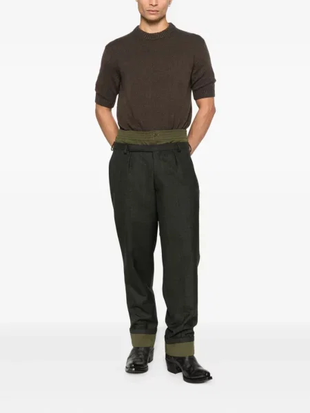 Pantaloni Prada în carouri verde