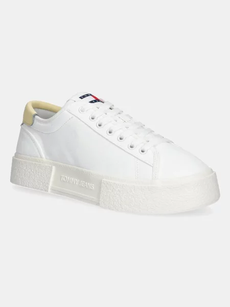 Tommy Jeans Sneakers boty FLATFORM CANVAS SNEAKER bílé
