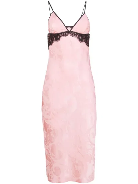 Sukienka midi Fleur Du Mal z wzorem paisley żakardowa do kolan różowa