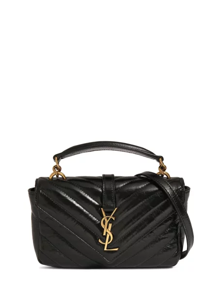 Kožená kožená taška Saint Laurent čierna