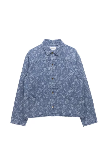 Geacă cămașă Honor The Gift cu model floral din jacard albastru