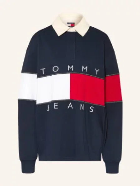 Tommy Jeans Rugbyové Tričko tmavě modrá / červená bílá