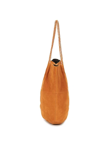Geantă shopper Pieces din piele de căprioară maro