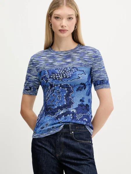 Desigual t-shirt DANAE niebieski