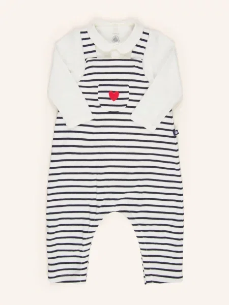 Petit Bateau Zestaw: Ogrodniczki I Body weiss biały