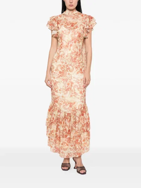 Rochie maxi De La Vali cu imagine cu model paisley galben