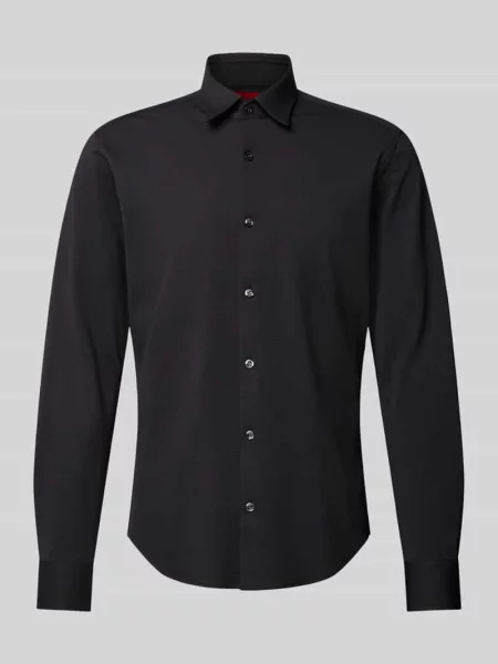 Koszula biznesowa o kroju slim fit z fakturą model ‘ERMO’ Hugo czarna