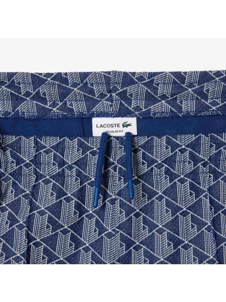 Lacoste Spodnie Dresowe Żakardowe Z Monogramem Paris granatowe