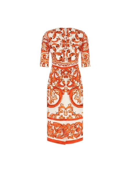 Satynowa sukienka midi Dolce And Gabbana czerwona