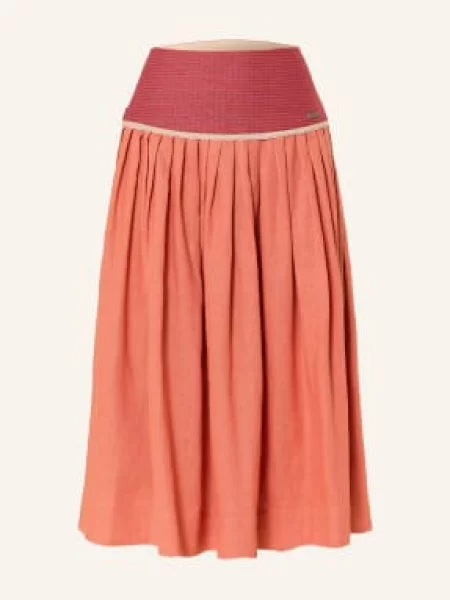 Rockmacherin Spódnica W Stylu Ludowym Sonnabrand Z Lnu orange czerwona