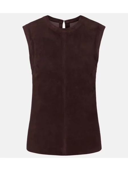 Top Stouls din piele de căprioară maro