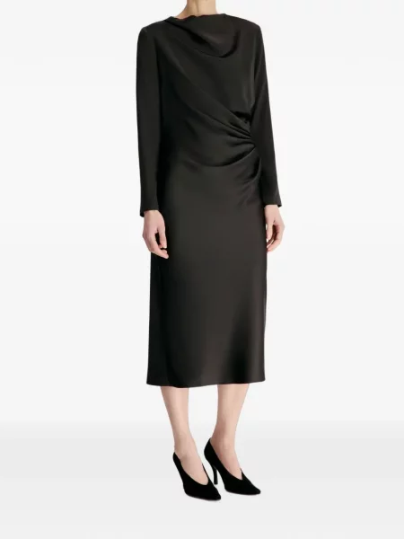 Rochie midi Loulou De Saison din satin drapată negru