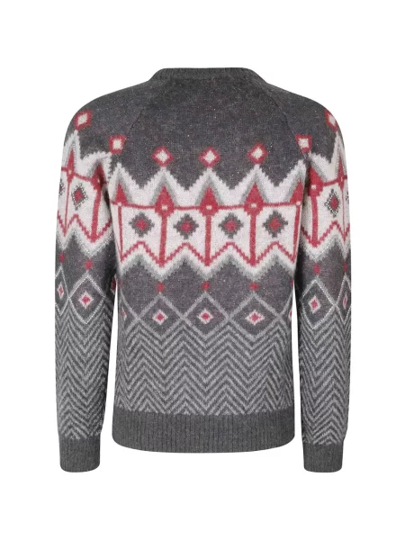 Pulover Ermanno Firenze cu paiete cu imprimeu geometric gri