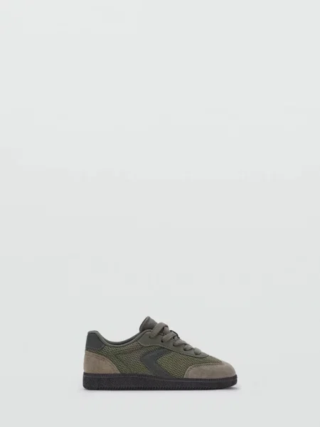 Buty sportowe z łączonych materiałów ze skórą khaki Dzieci 39 MANGO KIDS