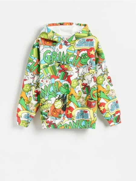 Reserved Mikina s bavlnou Grinch biela