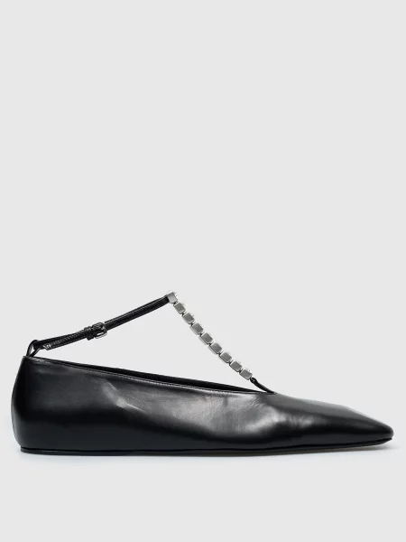 Шкіряні балетки з кристалами Jil Sander чорні