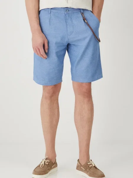 Lněné kraťasy Medicine melanžové modrá