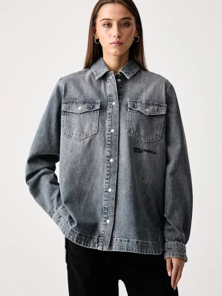 Karl Lagerfeld Jeans cămașă de damă din denim gri
