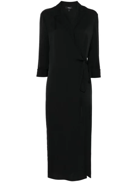 Maksi sukienka maxi Theory garniturowa z klapą czarna